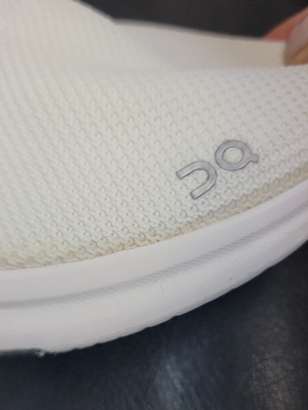 On Running White Slip-On Knit Sneakers with Black Heel Tab - Picture 5 of 8
